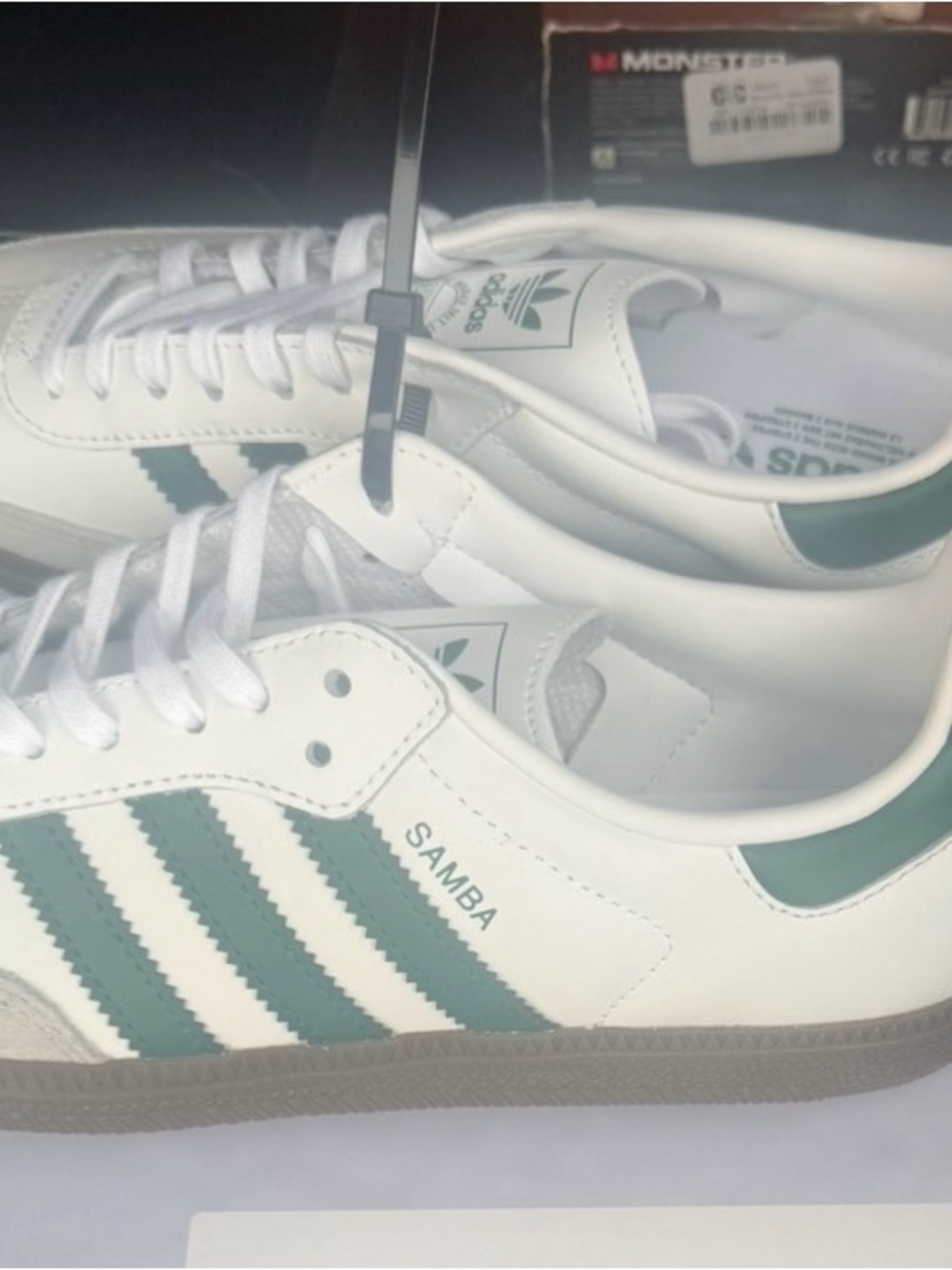 adidas Samba Sneakers - White with Green Stripes